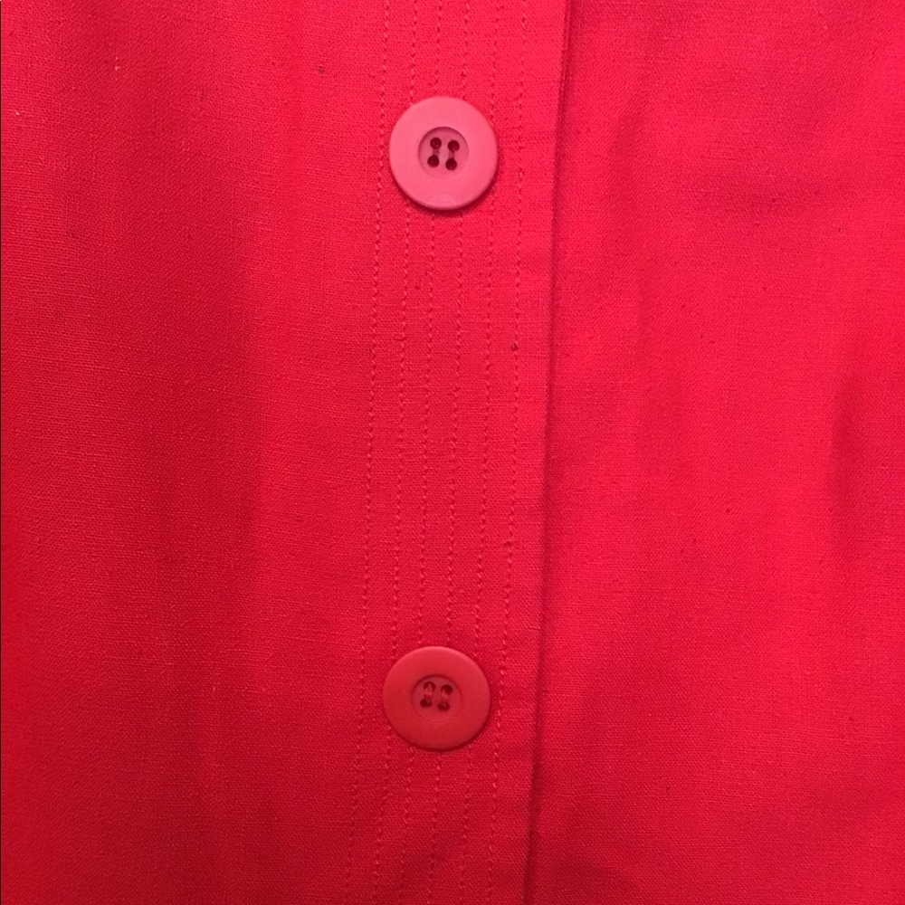 VINTAGE RED LIZ CLAIBORNE RAW SILK DRESS sz 10 - 80’s 90’s PLEATS - Picture 9 of 10